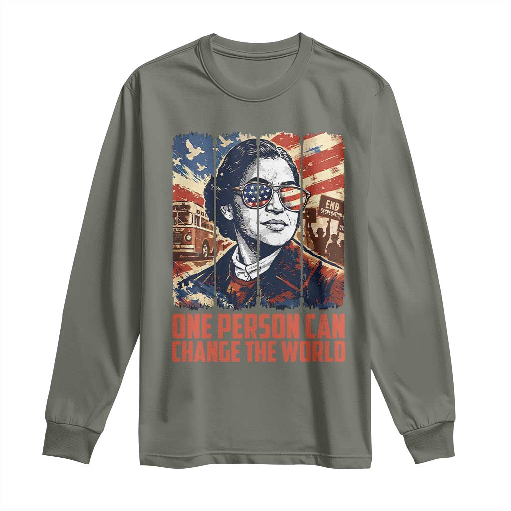 Rosa Parks Civil Rights Legacy Long Sleeve Shirt One Person Can Change The World TS12 Military Green Print Your Wear