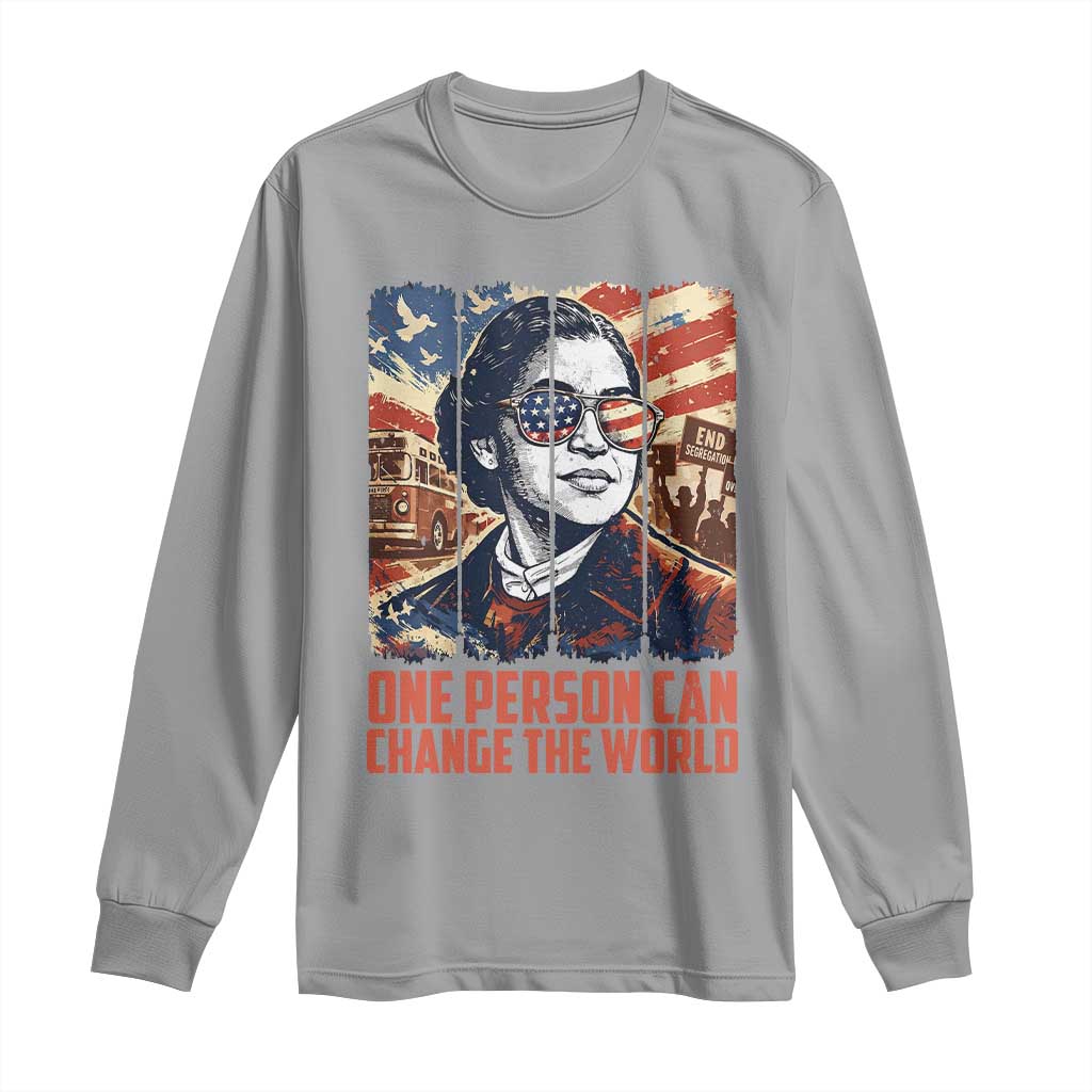 Rosa Parks Civil Rights Legacy Long Sleeve Shirt One Person Can Change The World TS12 Sport Gray Print Your Wear