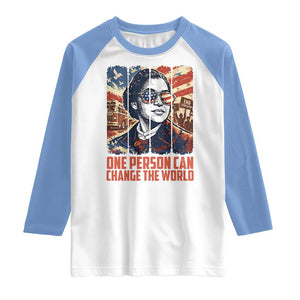 Rosa Parks Civil Rights Legacy Raglan Shirt One Person Can Change The World TS12 White Carolina Blue Print Your Wear