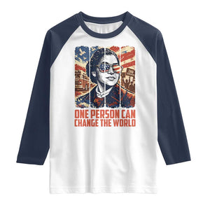 Rosa Parks Civil Rights Legacy Raglan Shirt One Person Can Change The World TS12 White Navy Print Your Wear