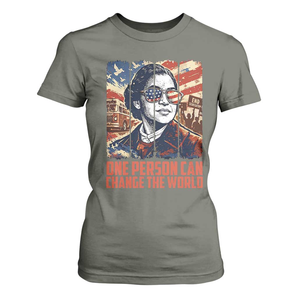 Rosa Parks Civil Rights Legacy T Shirt For Women One Person Can Change The World TS12 Military Green Print Your Wear