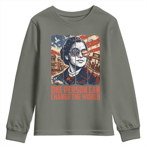 Rosa Parks Civil Rights Legacy Youth Sweatshirt One Person Can Change The World TS12 Military Green Print Your Wear