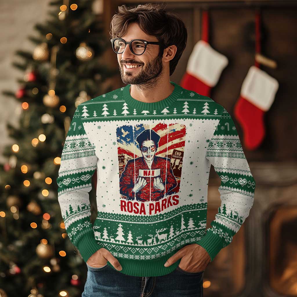 Nah Rosa Parks Ugly Christmas Sweater Black History Month Gift TS12 Beige Green Print Your Wear