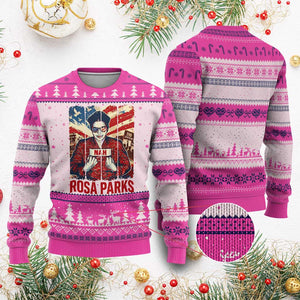 Nah Rosa Parks Ugly Christmas Sweater Black History Month Gift TS12 Hot Pink Print Your Wear