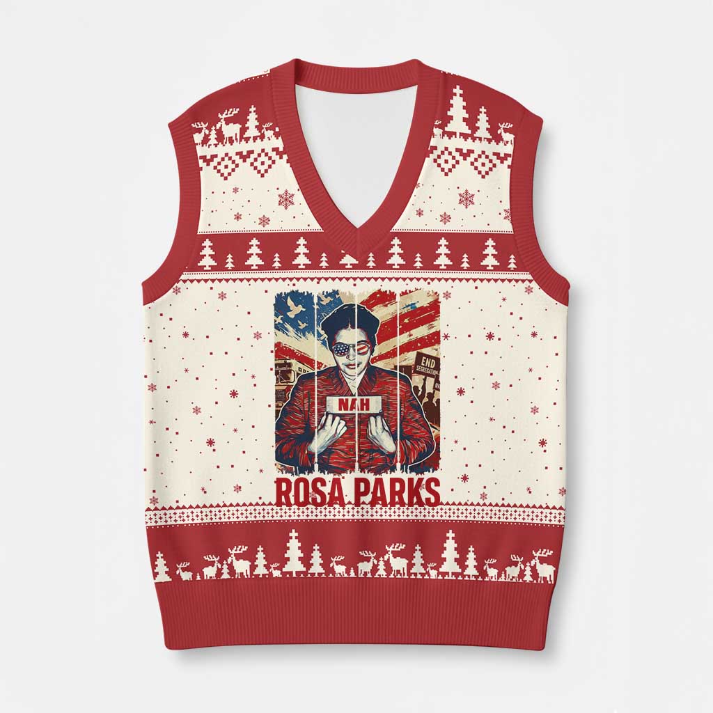 Nah Rosa Parks V-Neck Knit Sweater Vest Black History Month Gift TS12 Beige Red Print Your Wear