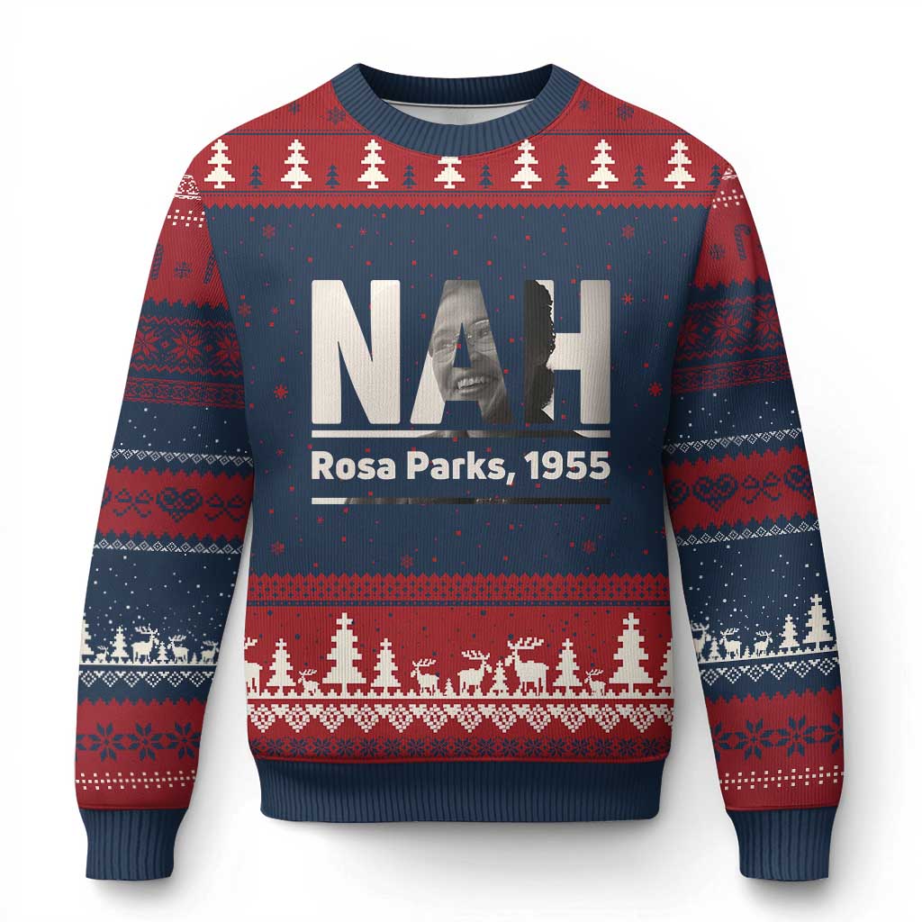 Nah Rosa Parks Ugly Christmas Sweater Female Empowerment American History TS12 Navy Red Print Your Wear