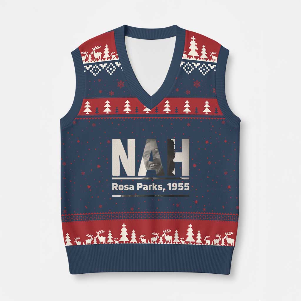 Nah Rosa Parks V-Neck Knit Sweater Vest Female Empowerment American History TS12 Navy Red Print Your Wear