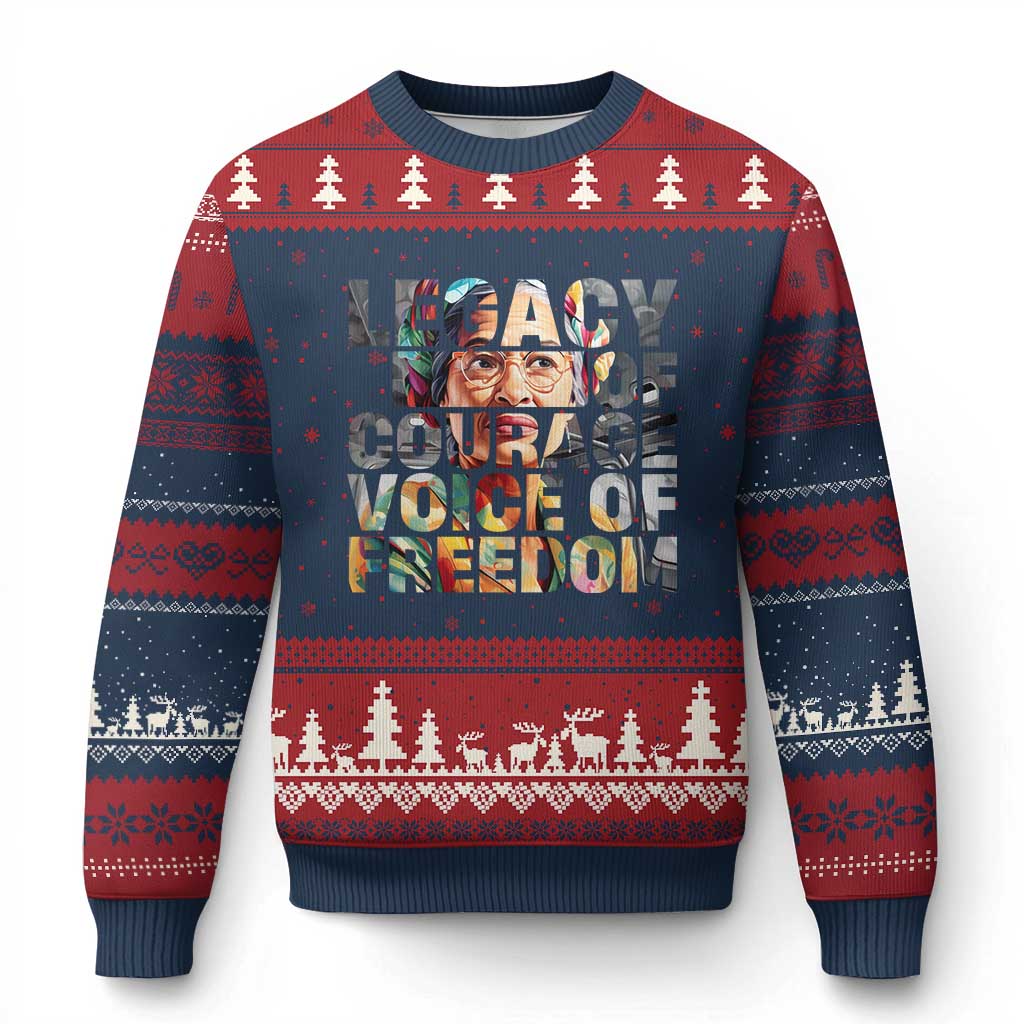 Rosa Parks Ugly Christmas Sweater Legacy Of Courage Voice Of Freedom TS12 Navy Red Print Your Wear