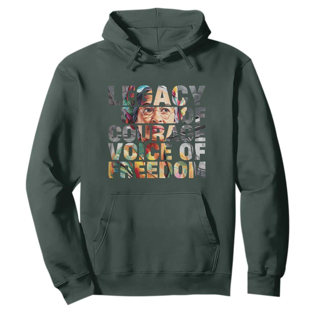 Rosa Parks Hoodie Legacy Of Courage Voice Of Freedom TS12 Dark Forest Green Print Your Wear