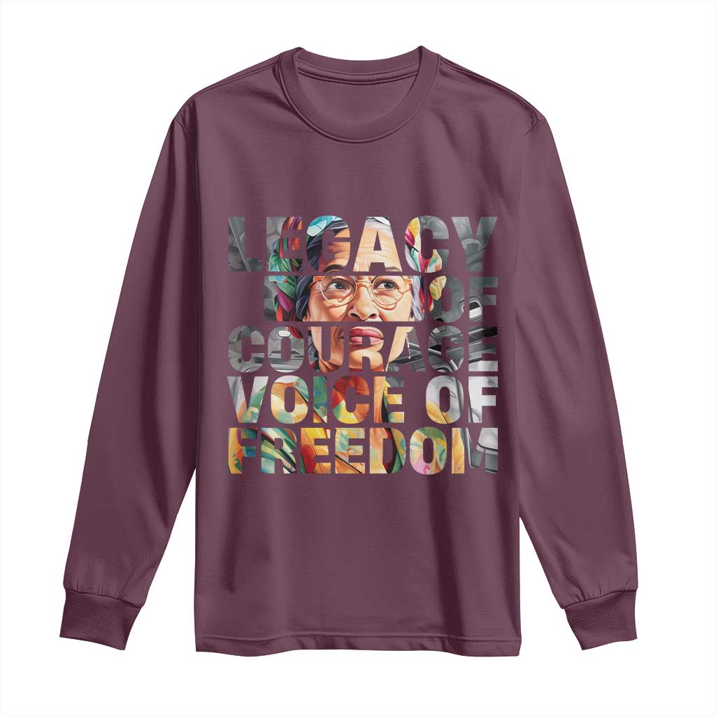 Rosa Parks Long Sleeve Shirt Legacy Of Courage Voice Of Freedom TS12 Maroon Print Your Wear