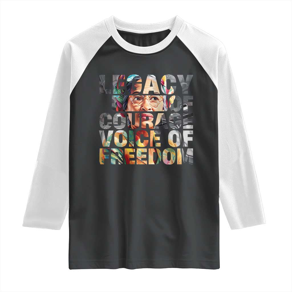 Rosa Parks Raglan Shirt Legacy Of Courage Voice Of Freedom TS12 Black White Print Your Wear