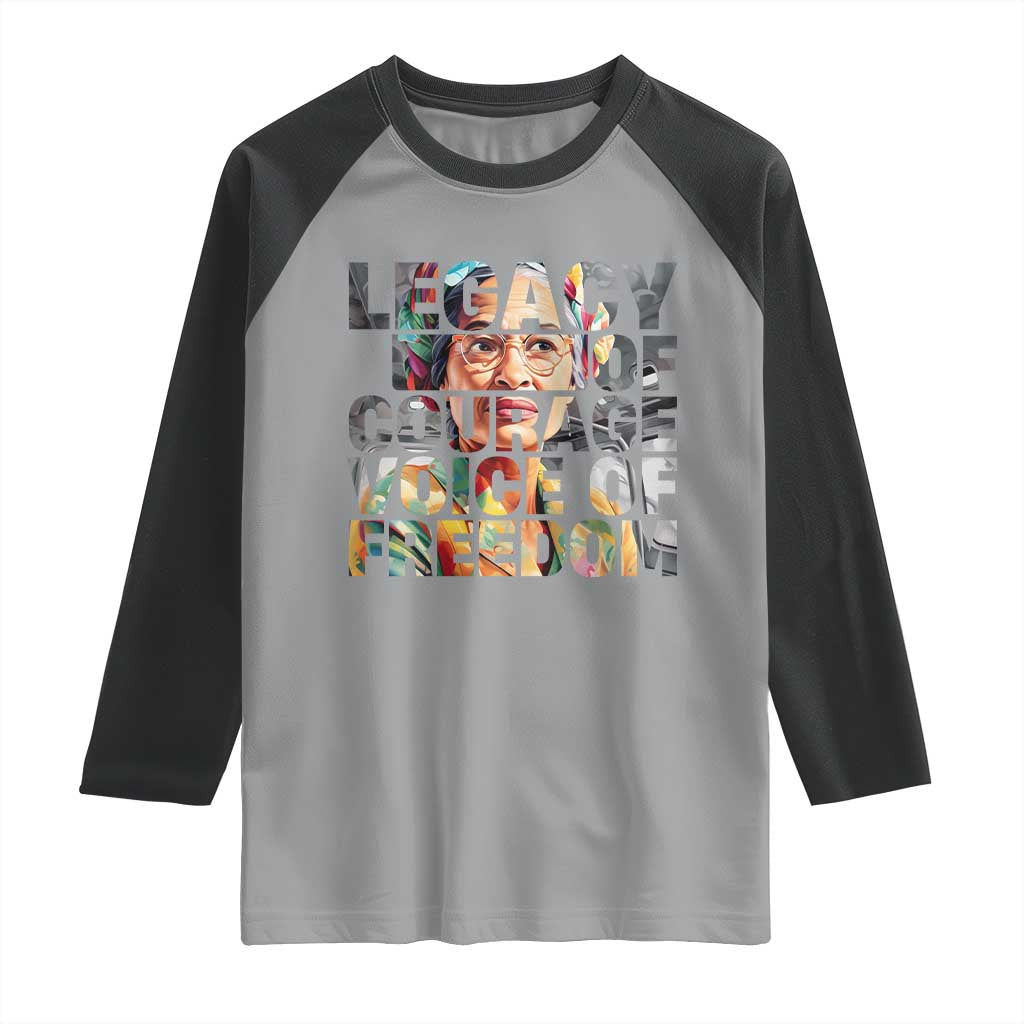 Rosa Parks Raglan Shirt Legacy Of Courage Voice Of Freedom TS12 Sport Gray Black Print Your Wear