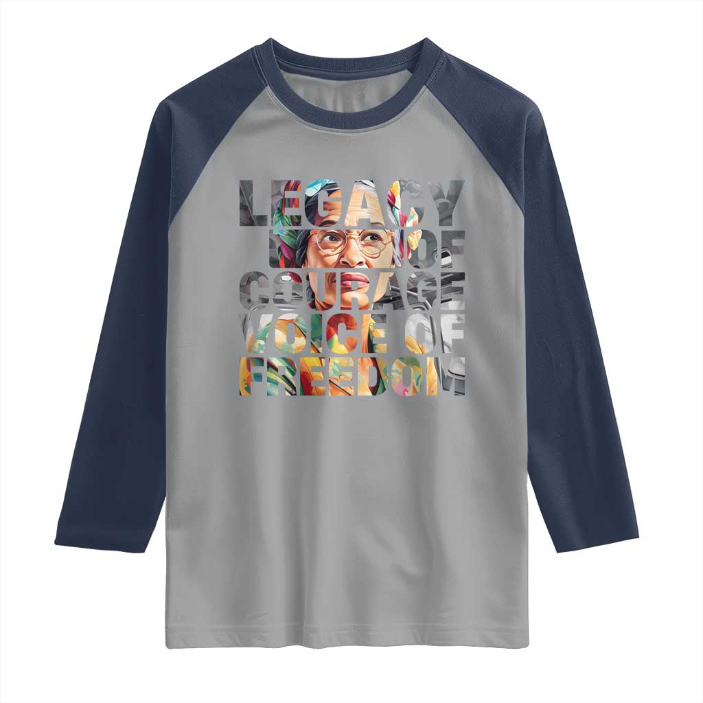 Rosa Parks Raglan Shirt Legacy Of Courage Voice Of Freedom TS12 Sport Gray Navy Print Your Wear
