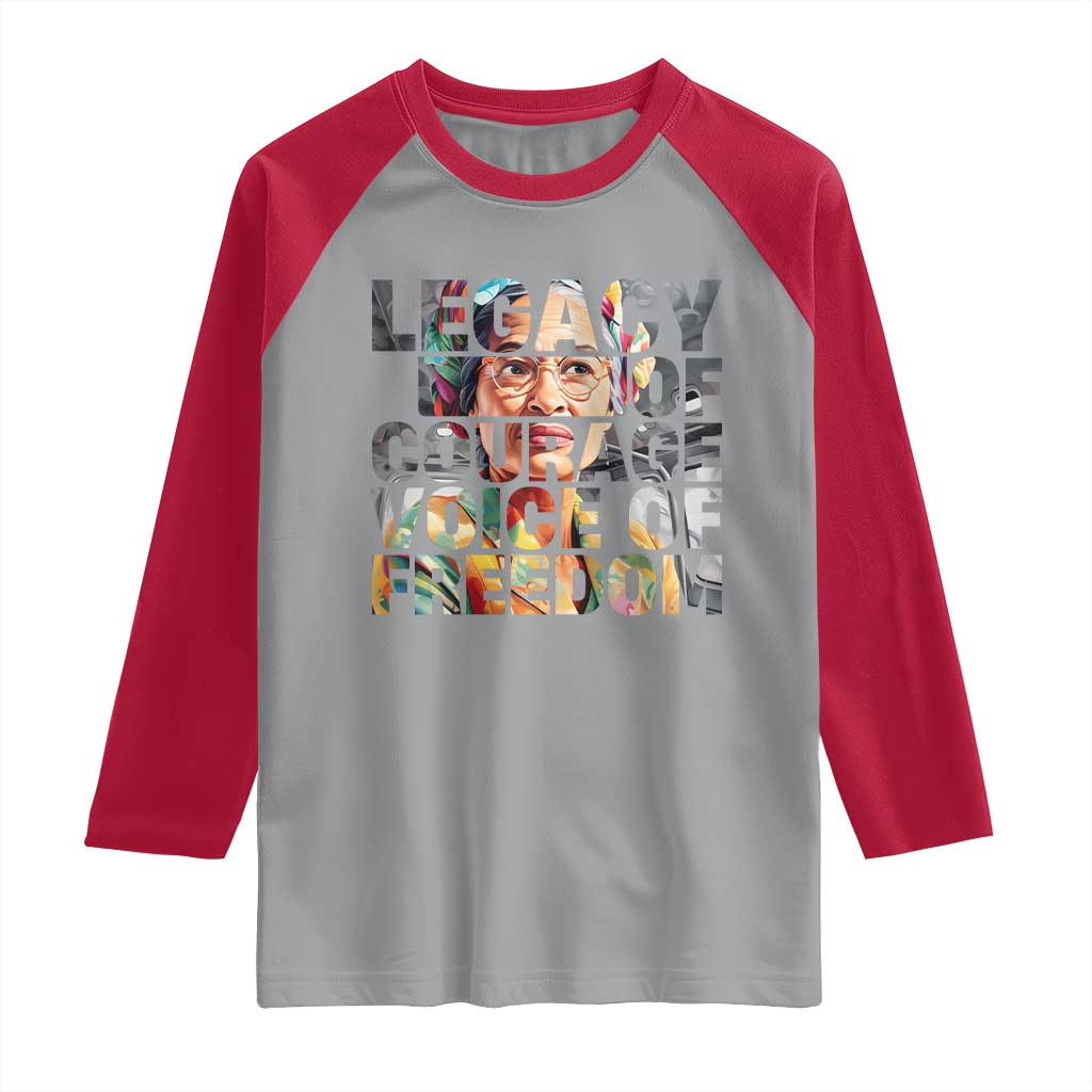 Rosa Parks Raglan Shirt Legacy Of Courage Voice Of Freedom TS12 Sport Gray Red Print Your Wear