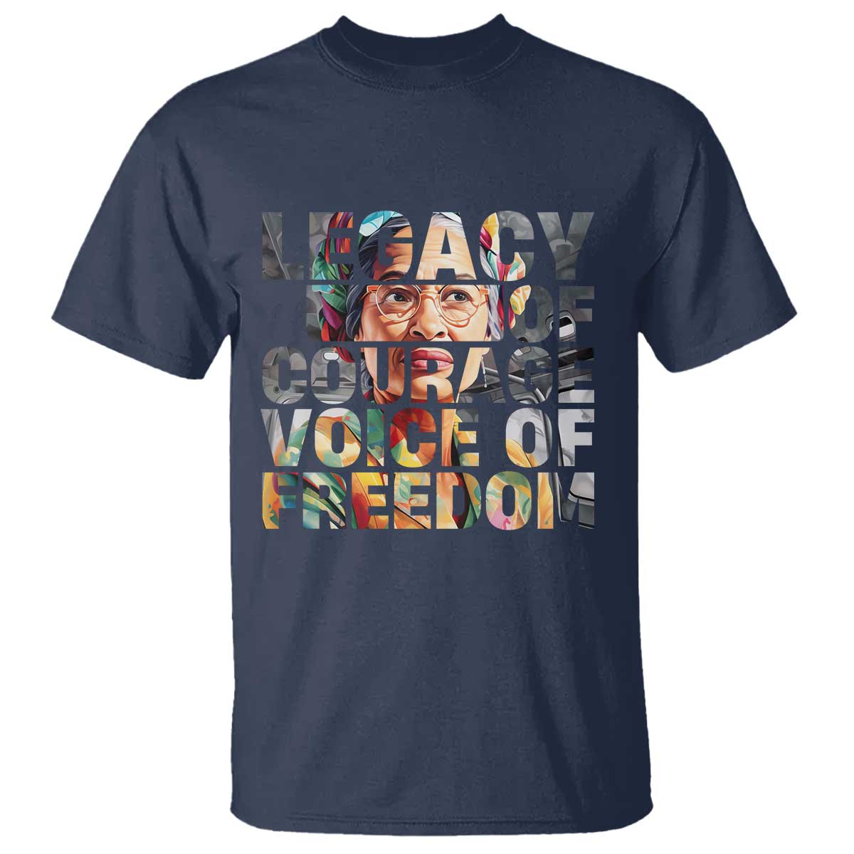 Rosa Parks T Shirt Legacy Of Courage Voice Of Freedom TS12 Navy Print Your Wear