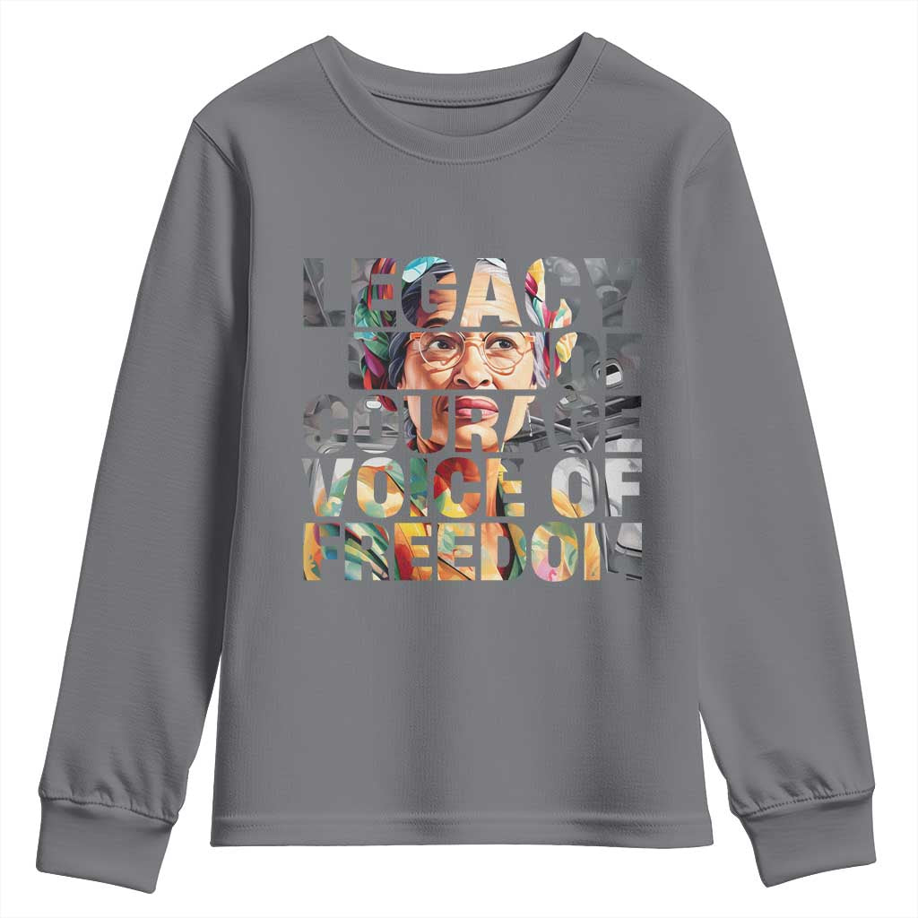 Rosa Parks Youth Sweatshirt Legacy Of Courage Voice Of Freedom TS12 Charcoal Print Your Wear