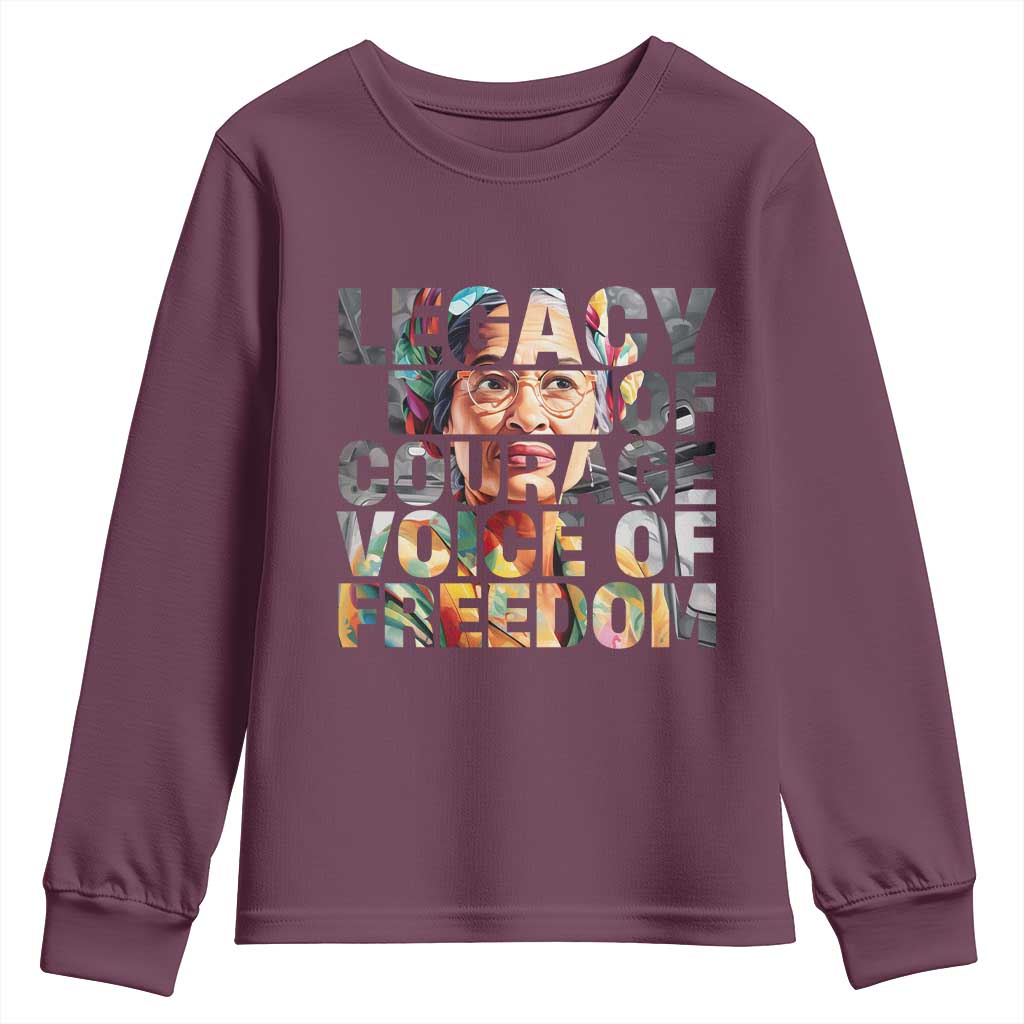 Rosa Parks Youth Sweatshirt Legacy Of Courage Voice Of Freedom TS12 Maroon Print Your Wear