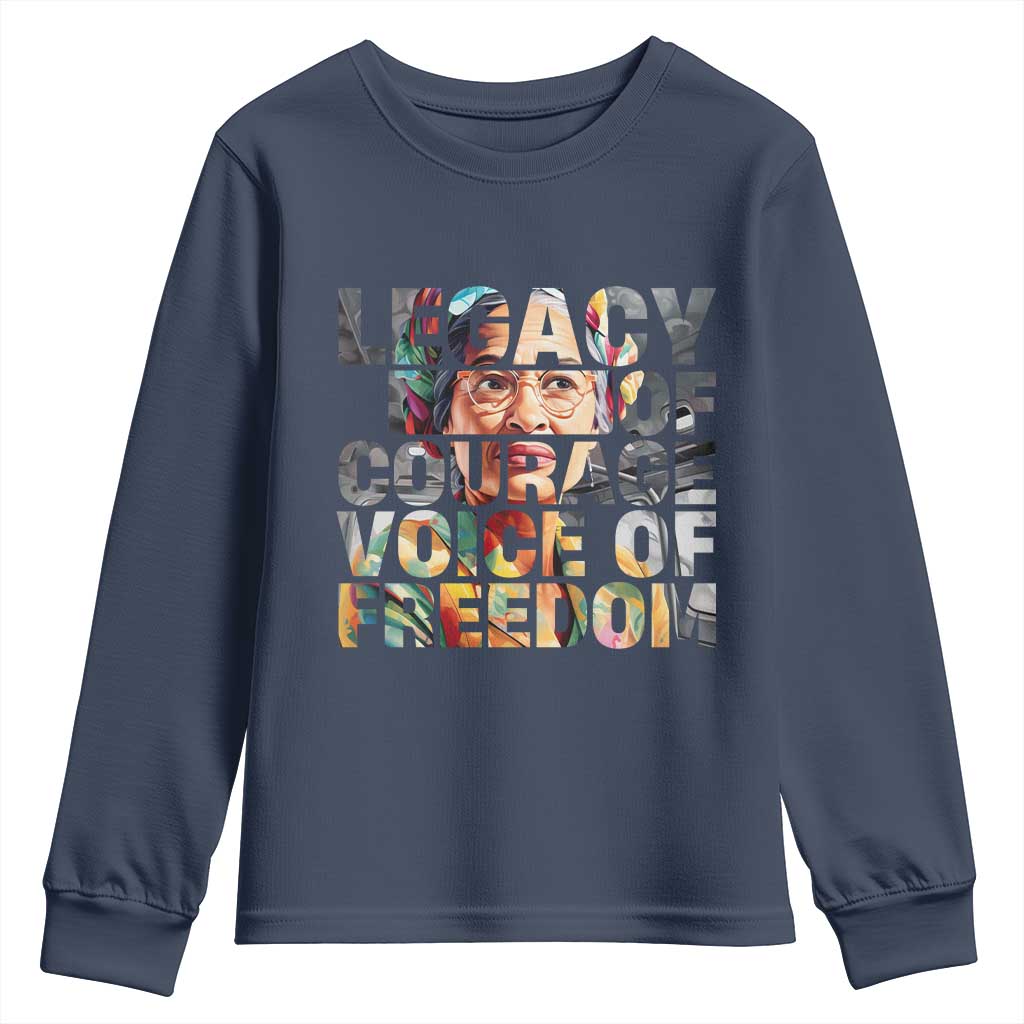 Rosa Parks Youth Sweatshirt Legacy Of Courage Voice Of Freedom TS12 Navy Print Your Wear