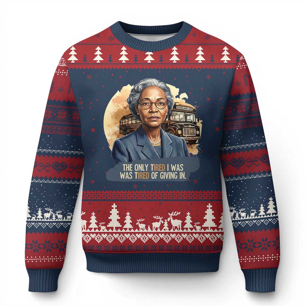 Rosa Parks Tired Of Giving In Ugly Christmas Sweater Civil Rights Activist TS12 Navy Red Print Your Wear