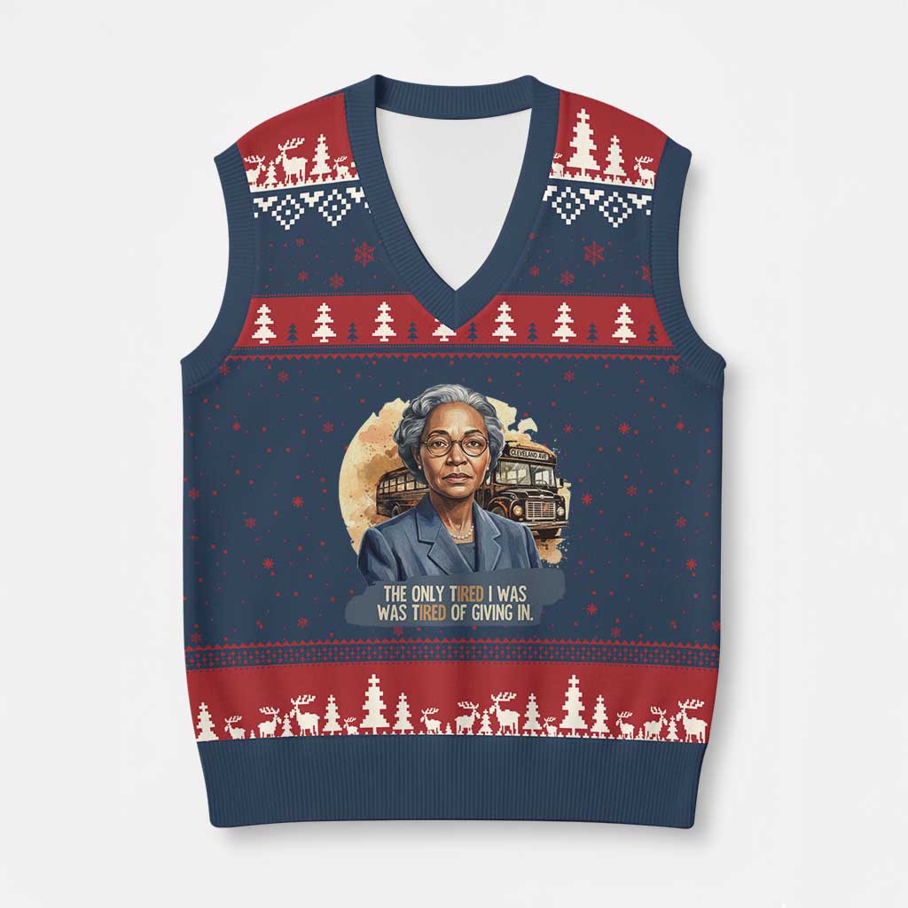Rosa Parks Tired Of Giving In V-Neck Knit Sweater Vest Civil Rights Activist TS12 Navy Red Print Your Wear