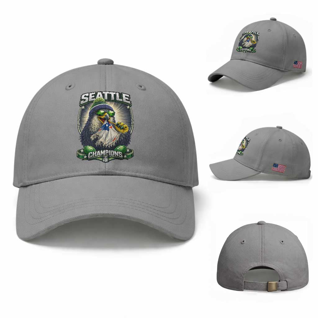 Seattle Champions Fan Pride Baseball Cap Football Fan Gift TS12 Baseball Cap Universal Fit Sport Gray Print Your Wear