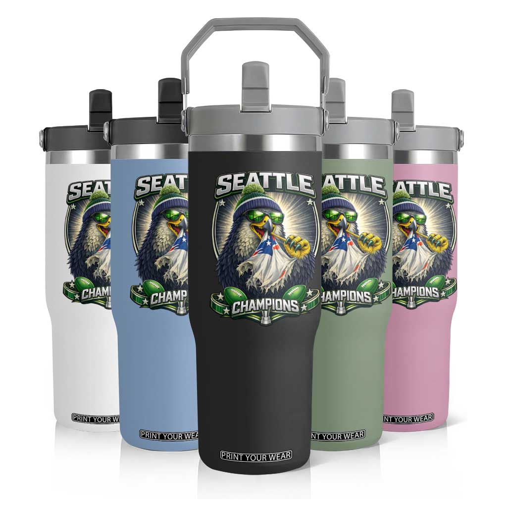 Seattle Champions Fan Pride Flip Straw Tumbler Football Fan Gift TS12 Print Your Wear