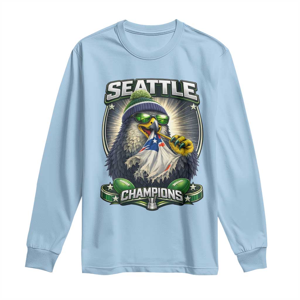 Seattle Champions Fan Pride Long Sleeve Shirt Football Fan Gift TS12 Light Blue Print Your Wear