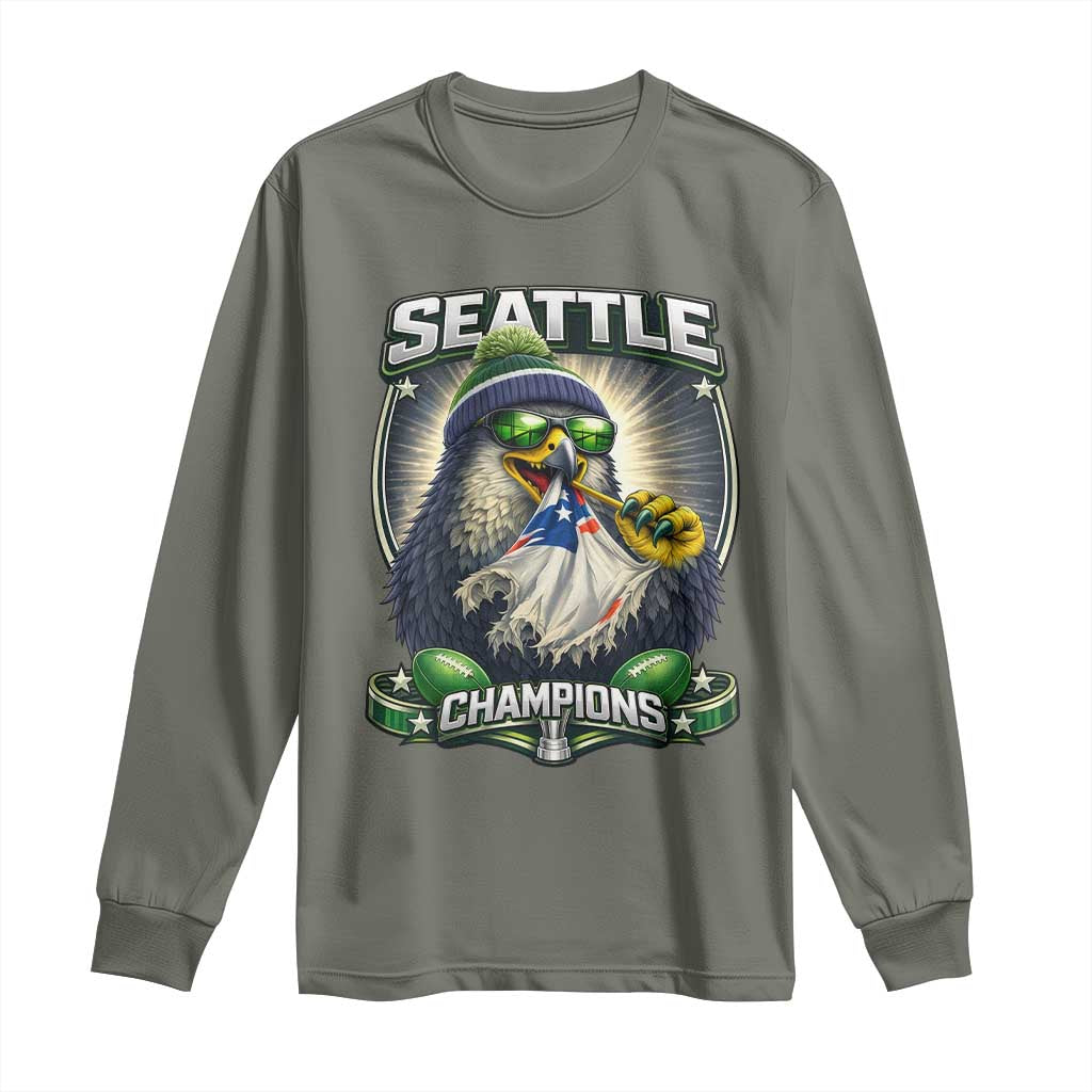 Seattle Champions Fan Pride Long Sleeve Shirt Football Fan Gift TS12 Military Green Print Your Wear