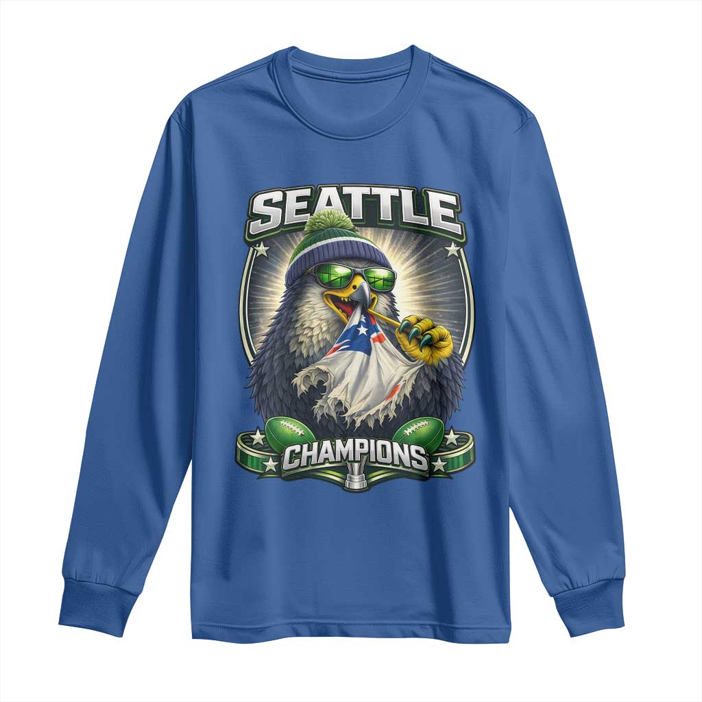 Seattle Champions Fan Pride Long Sleeve Shirt Football Fan Gift TS12 Royal Blue Print Your Wear