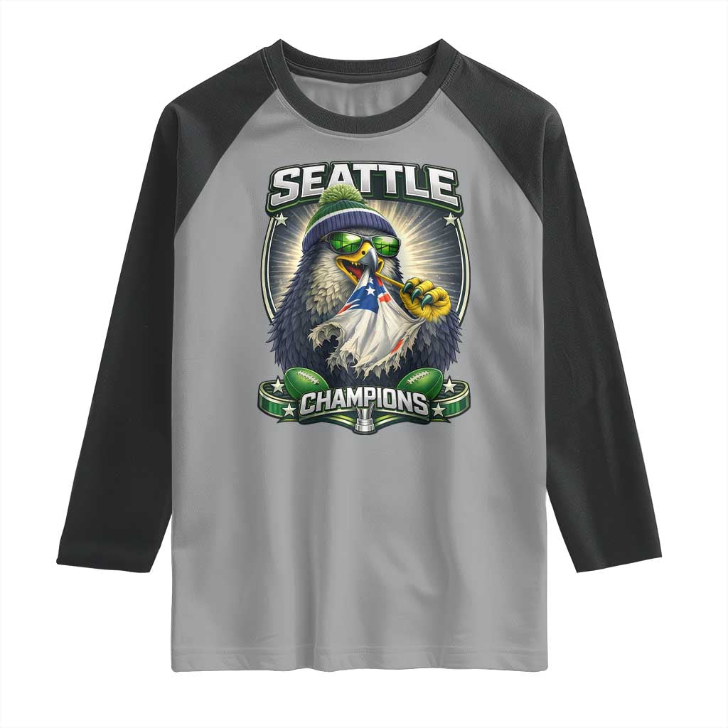 Seattle Champions Fan Pride Raglan Shirt Football Fan Gift TS12 Sport Gray Black Print Your Wear
