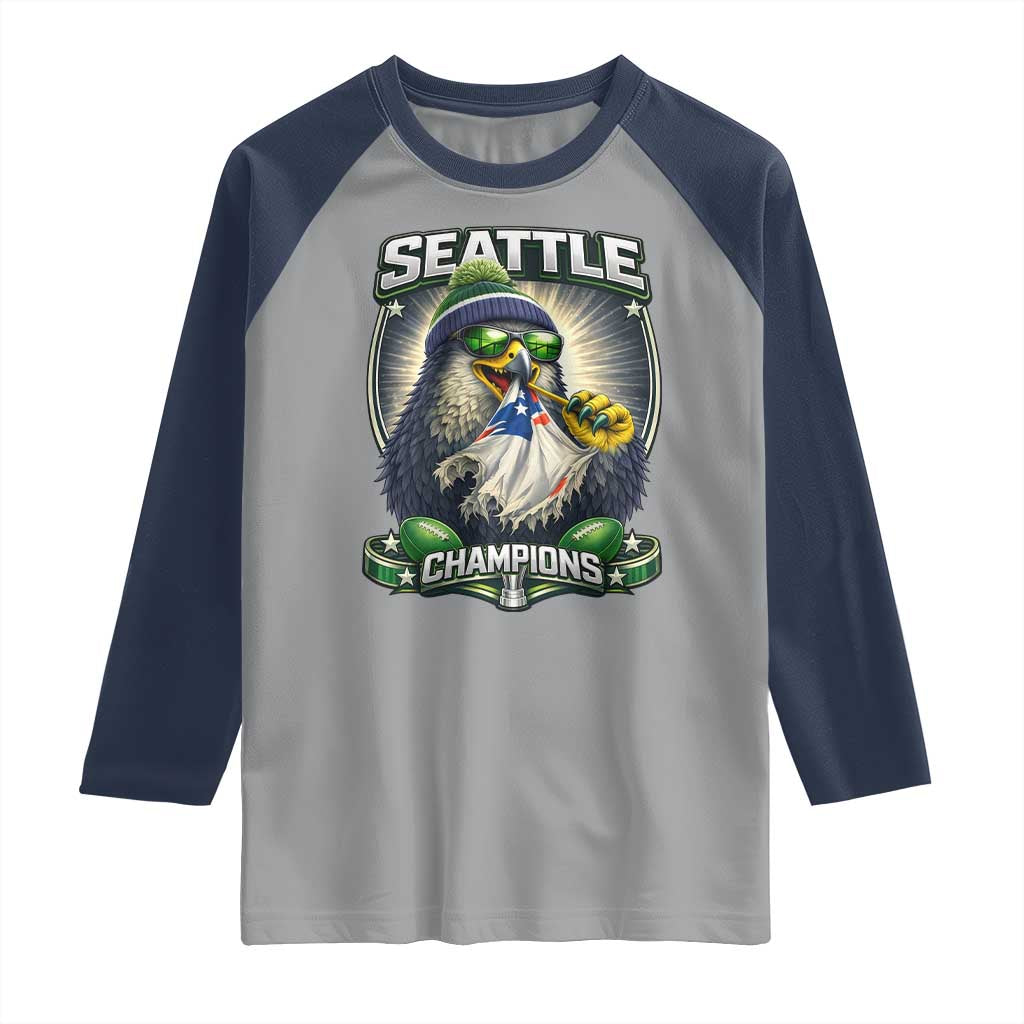 Seattle Champions Fan Pride Raglan Shirt Football Fan Gift TS12 Sport Gray Navy Print Your Wear