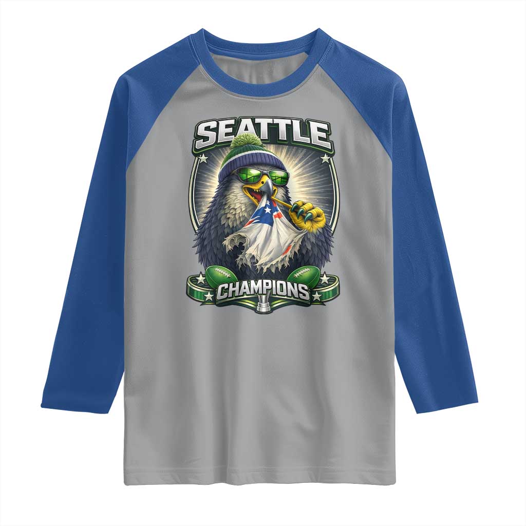 Seattle Champions Fan Pride Raglan Shirt Football Fan Gift TS12 Sport Gray Royal Print Your Wear