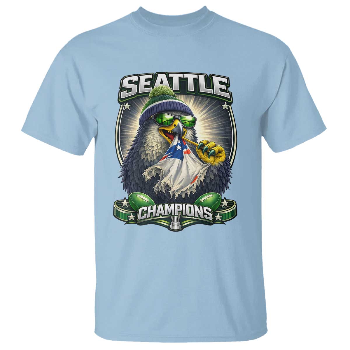 Seattle Champions Fan Pride T Shirt Football Fan Gift TS12 Light Blue Print Your Wear