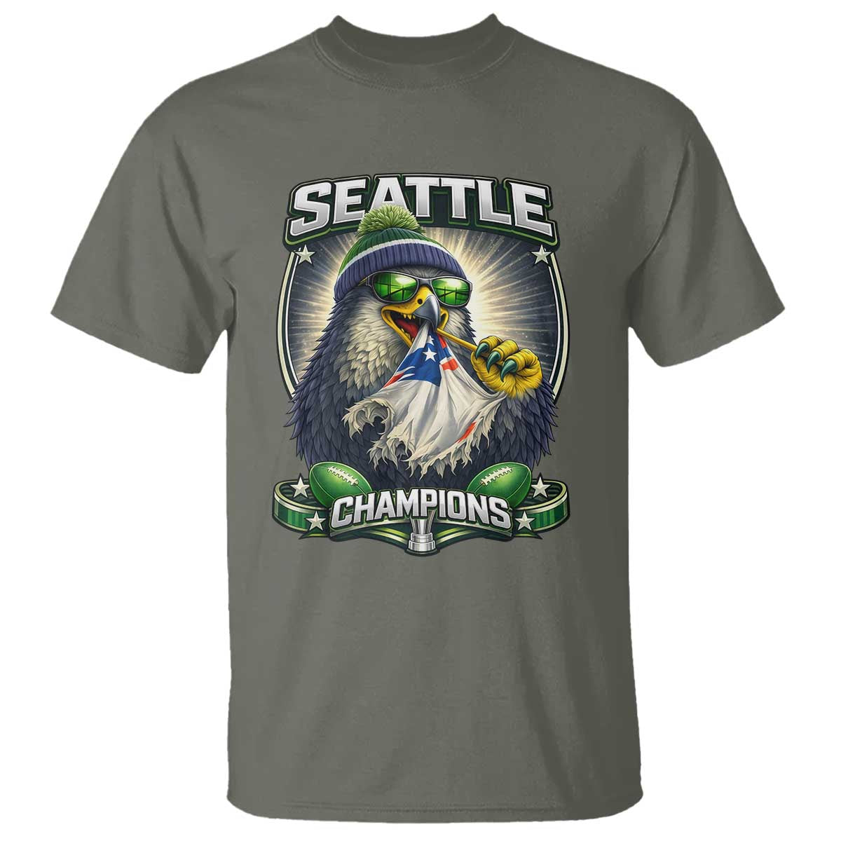 Seattle Champions Fan Pride T Shirt Football Fan Gift TS12 Military Green Print Your Wear