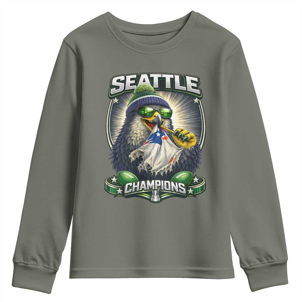Seattle Champions Fan Pride Youth Sweatshirt Football Fan Gift TS12 Military Green Print Your Wear