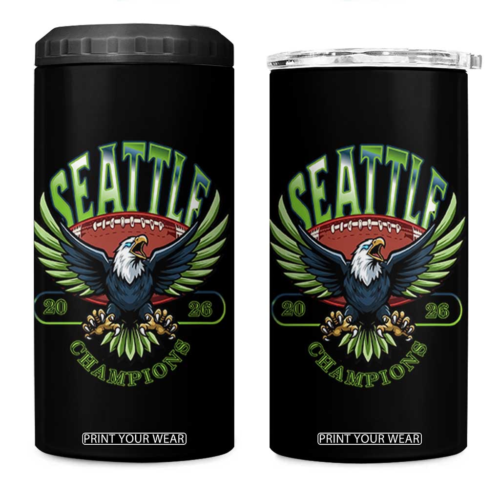 Seattle Champions Fan Pride 4 in 1 Can Cooler Tumbler Gift For Football Lovers TS12 One Size: 16 oz Black Print Your Wear