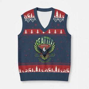 Seattle Champions Fan Pride V-Neck Knit Sweater Vest Gift For Football Lovers TS12 Navy Red Print Your Wear