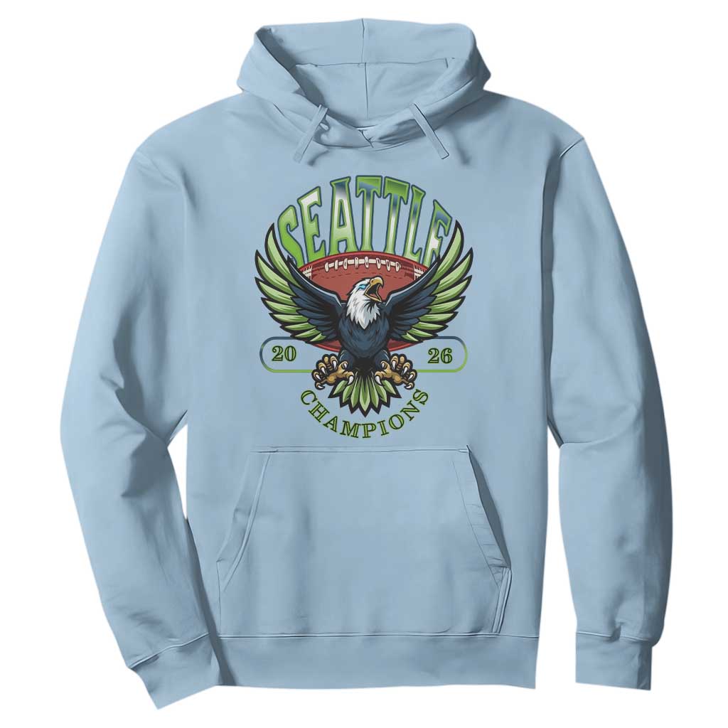 Seattle Champions Fan Pride Hoodie Gift For Football Lovers TS12 Light Blue Print Your Wear