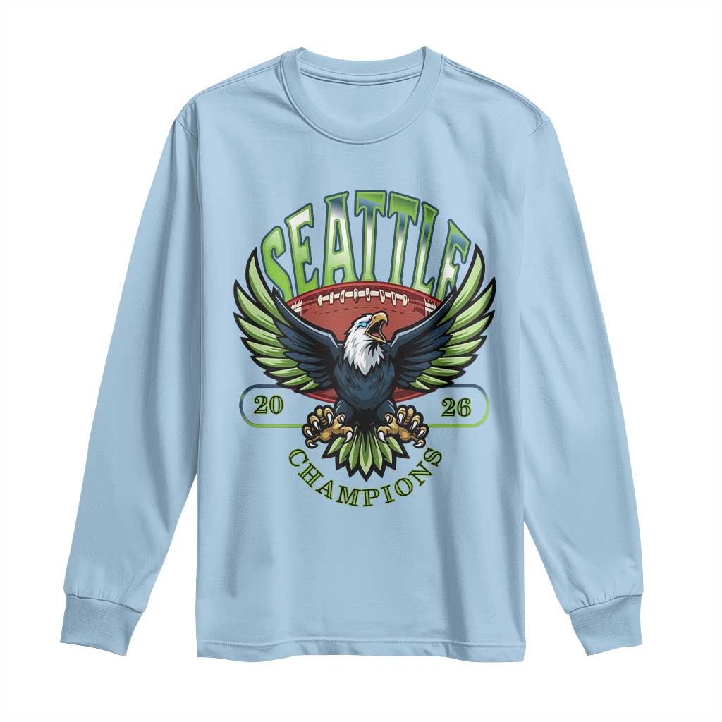 Seattle Champions Fan Pride Long Sleeve Shirt Gift For Football Lovers TS12 Light Blue Print Your Wear