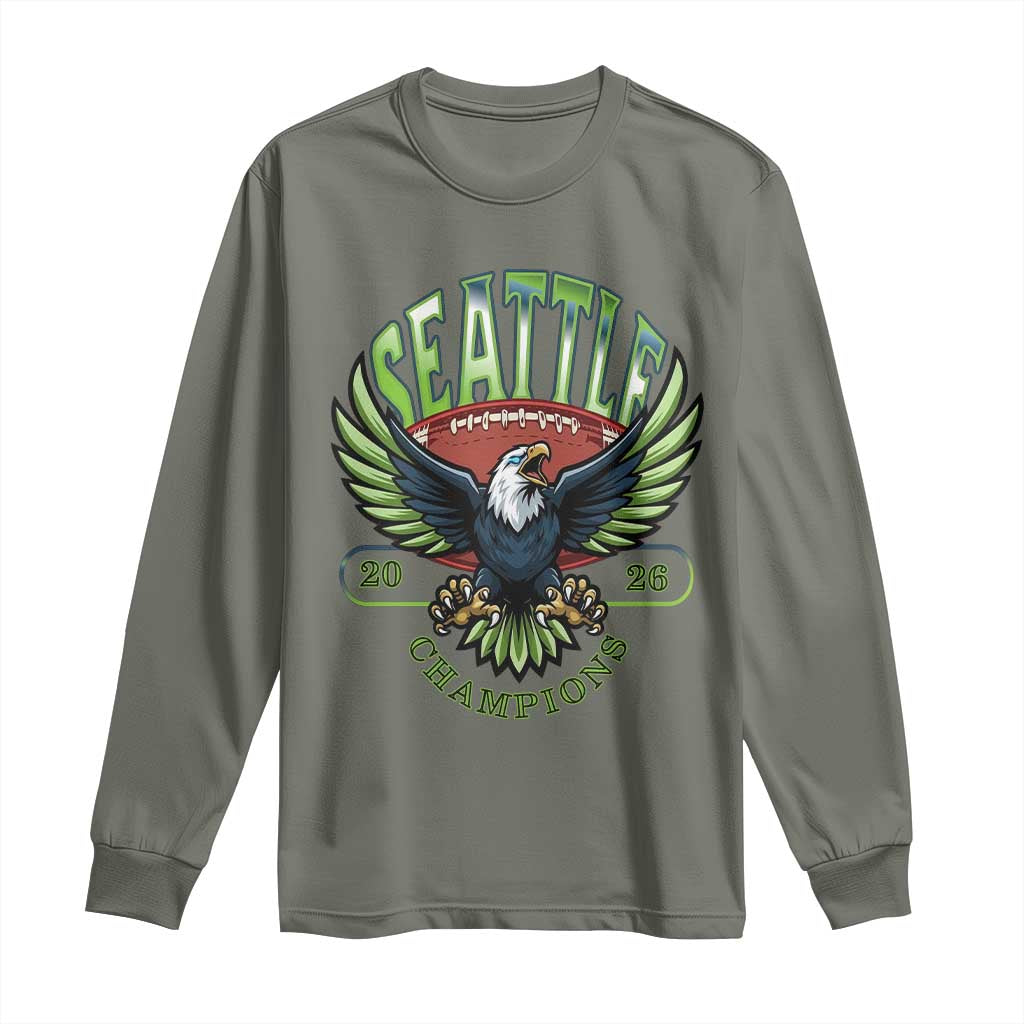 Seattle Champions Fan Pride Long Sleeve Shirt Gift For Football Lovers TS12 Military Green Print Your Wear