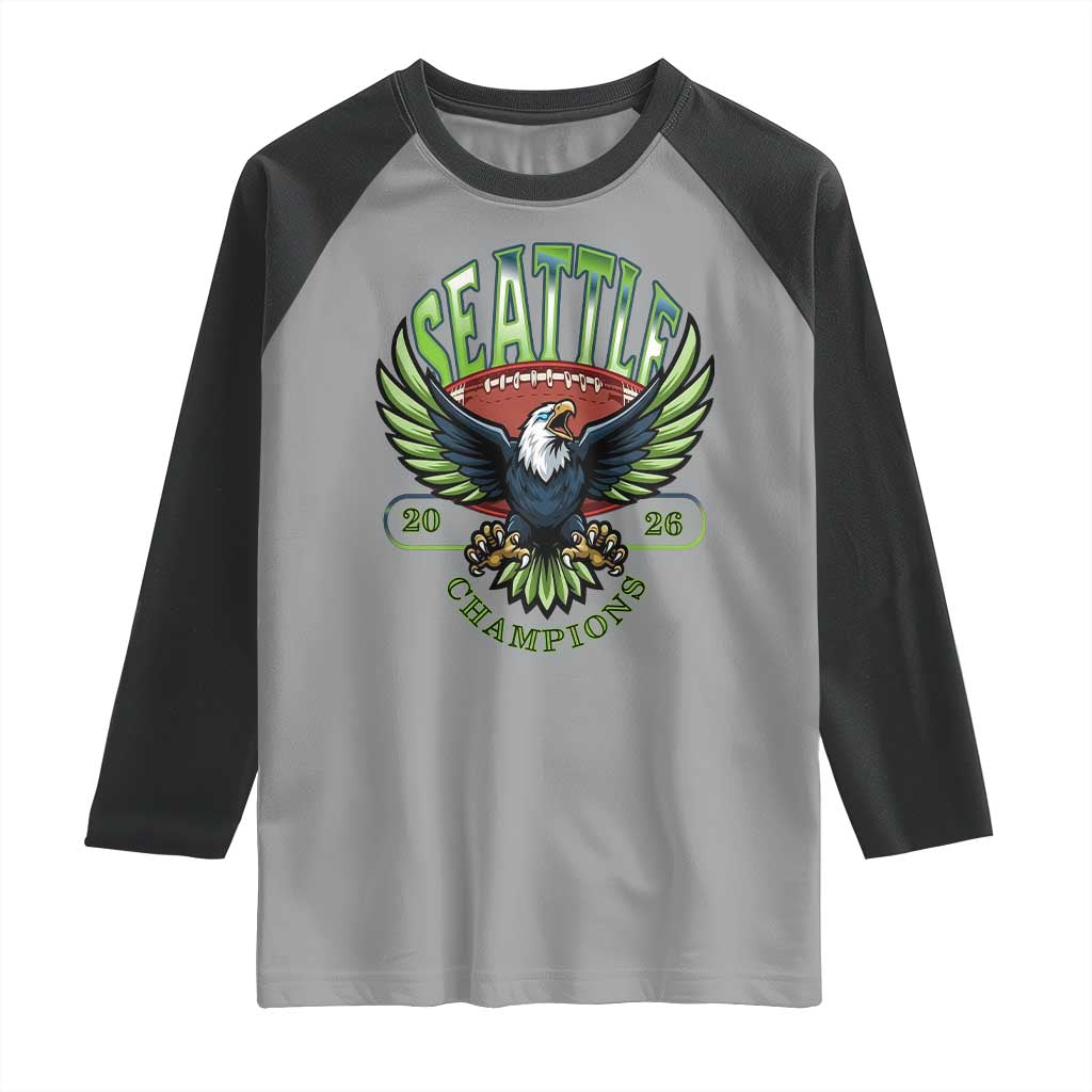 Seattle Champions Fan Pride Raglan Shirt Gift For Football Lovers TS12 Sport Gray Black Print Your Wear