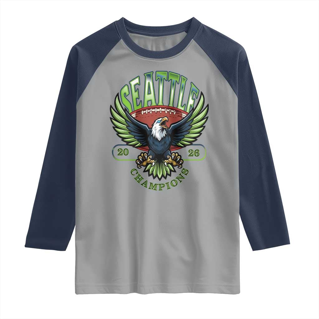 Seattle Champions Fan Pride Raglan Shirt Gift For Football Lovers TS12 Sport Gray Navy Print Your Wear