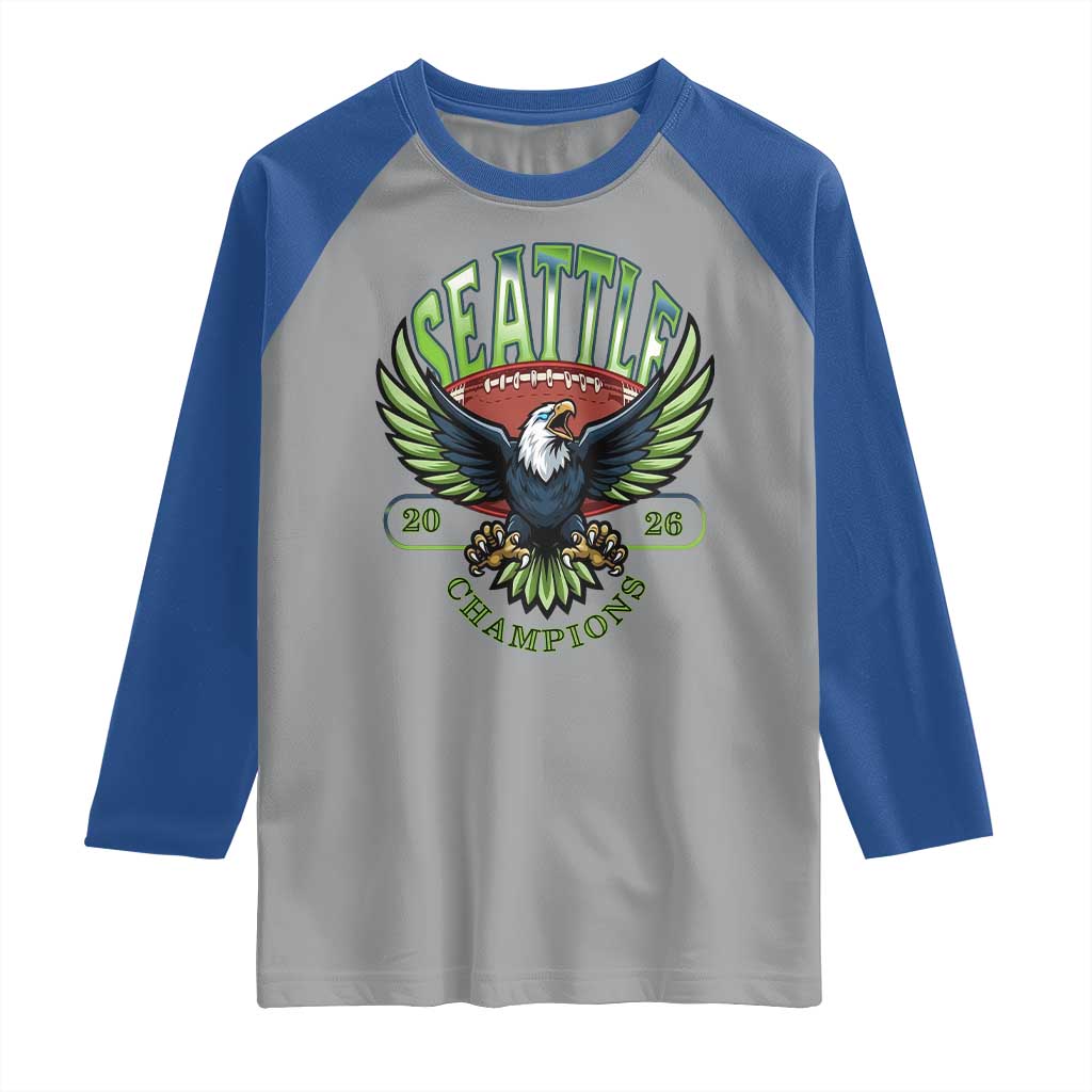 Seattle Champions Fan Pride Raglan Shirt Gift For Football Lovers TS12 Sport Gray Royal Print Your Wear