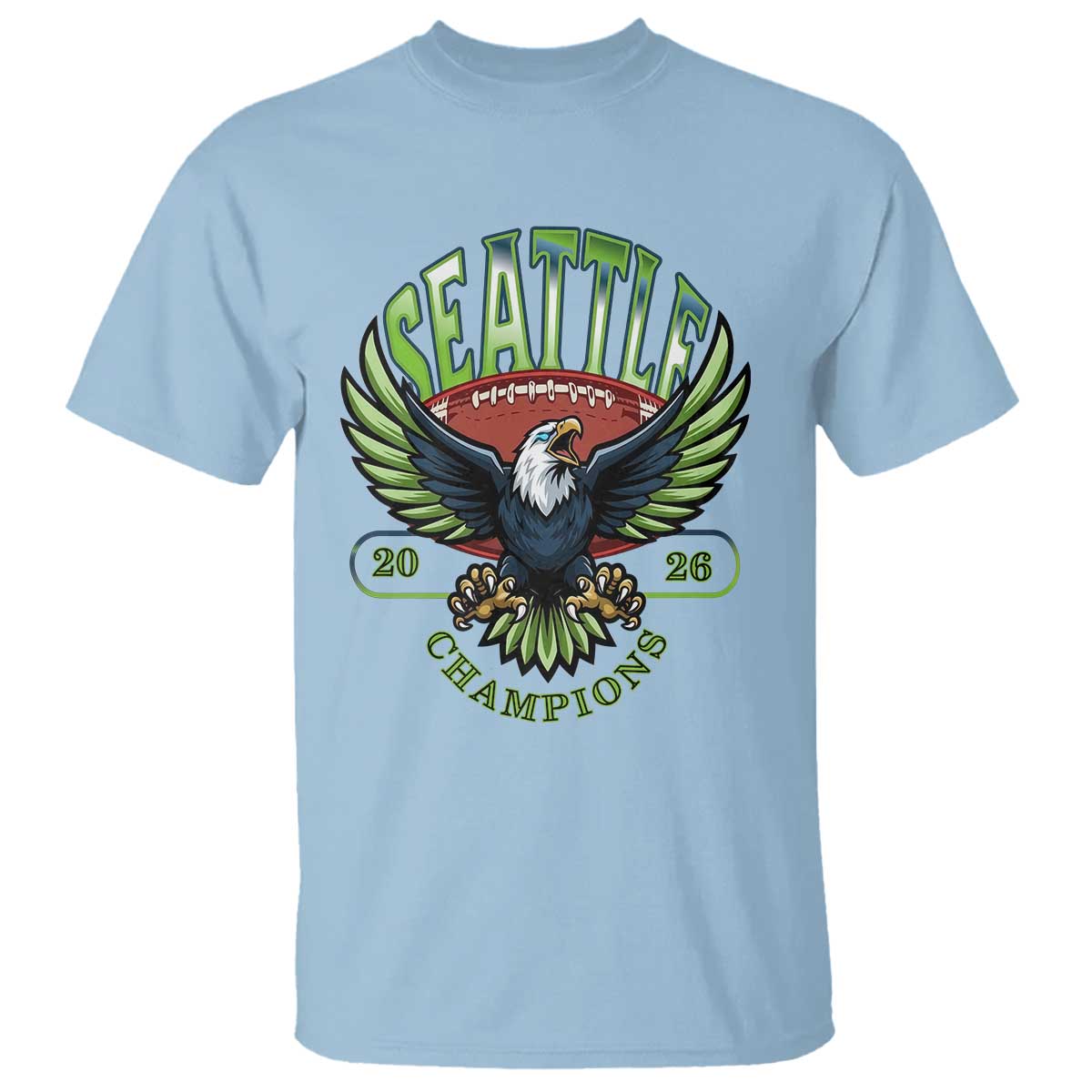 Seattle Champions Fan Pride T Shirt Gift For Football Lovers TS12 Light Blue Print Your Wear