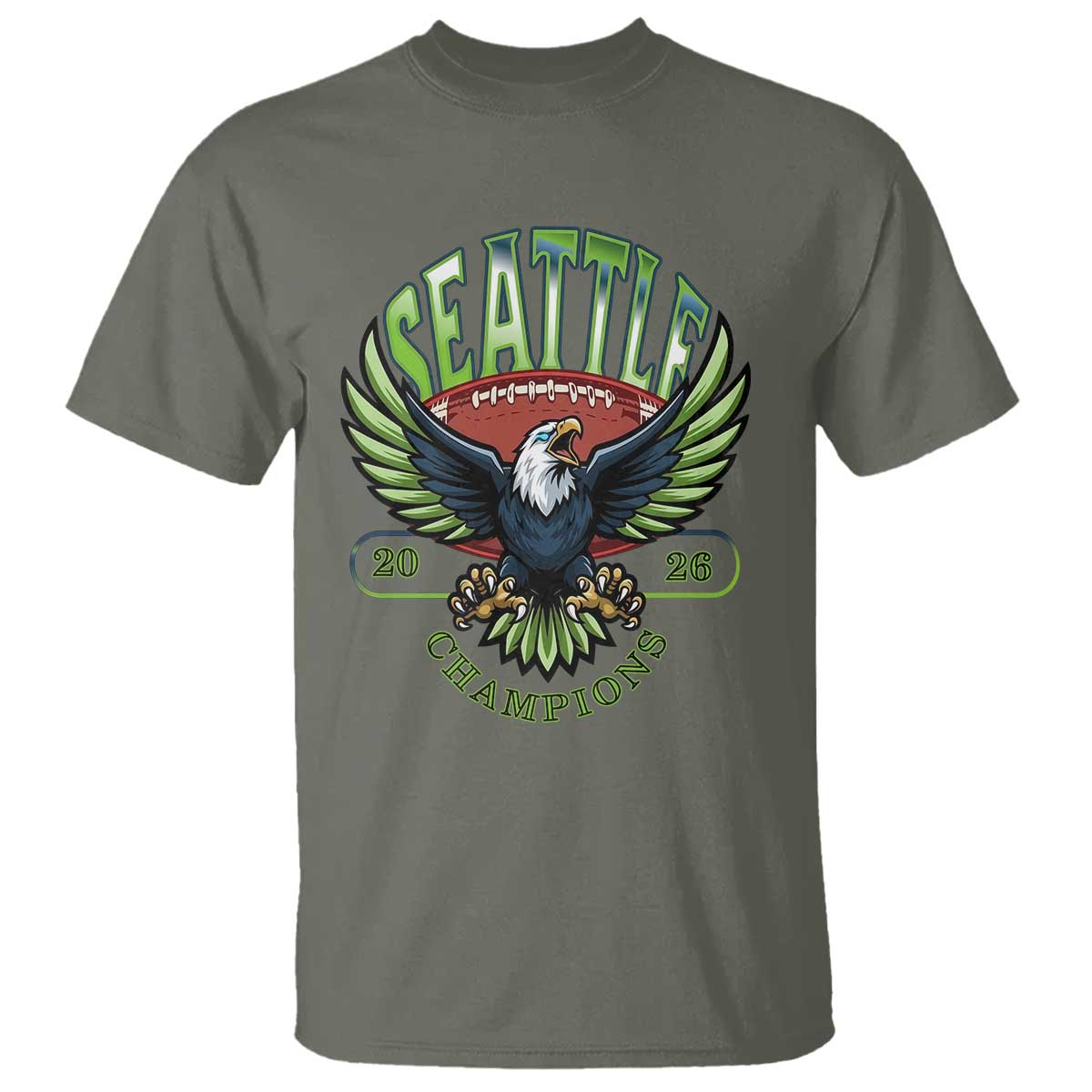 Seattle Champions Fan Pride T Shirt Gift For Football Lovers TS12 Military Green Print Your Wear