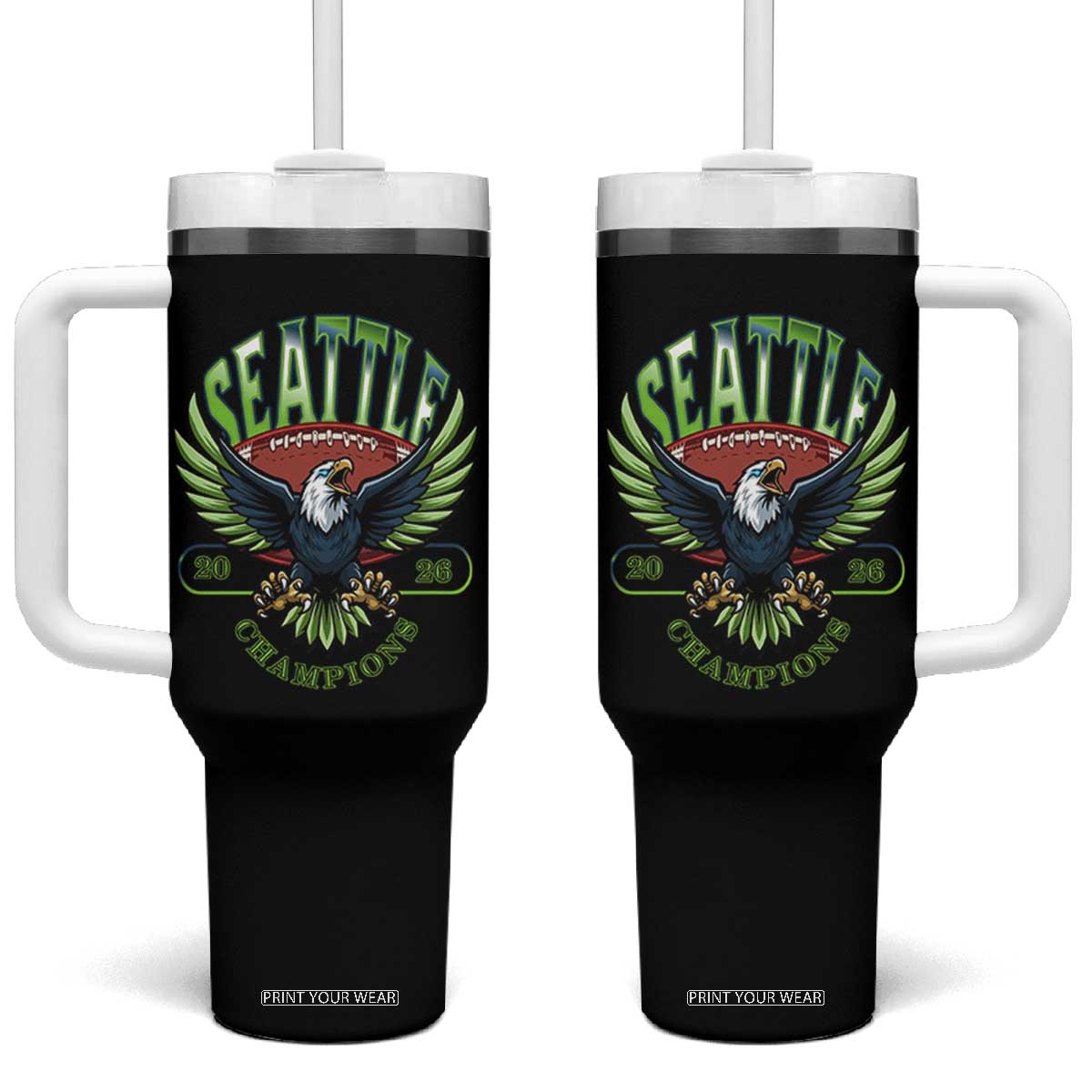 Seattle Champions Fan Pride Tumbler With Handle Gift For Football Lovers TS12 One Size: 40 oz Black Print Your Wear