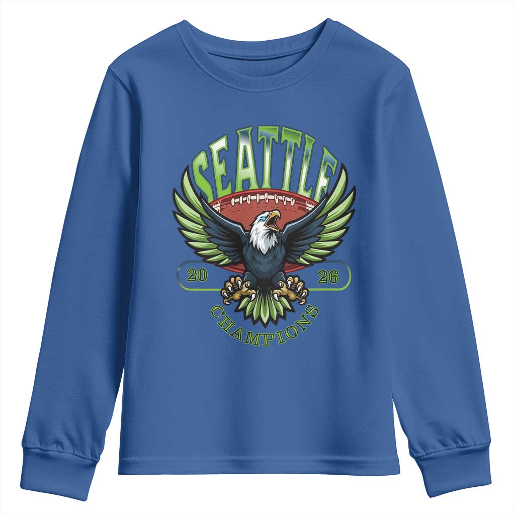 Seattle Champions Fan Pride Youth Sweatshirt Gift For Football Lovers TS12 Royal Blue Print Your Wear