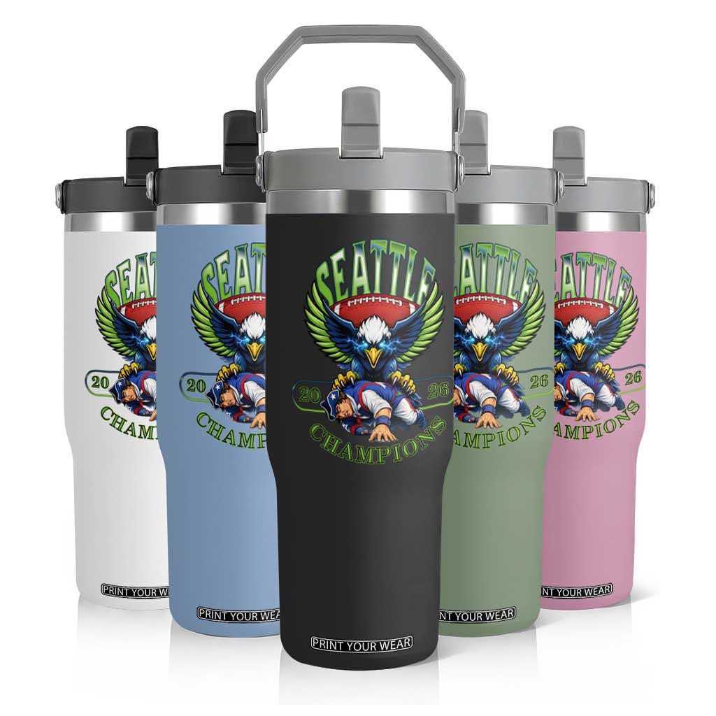 Funny Champion Seattle Dominates New England Flip Straw Tumbler 12s Fan Pride TS12 Print Your Wear