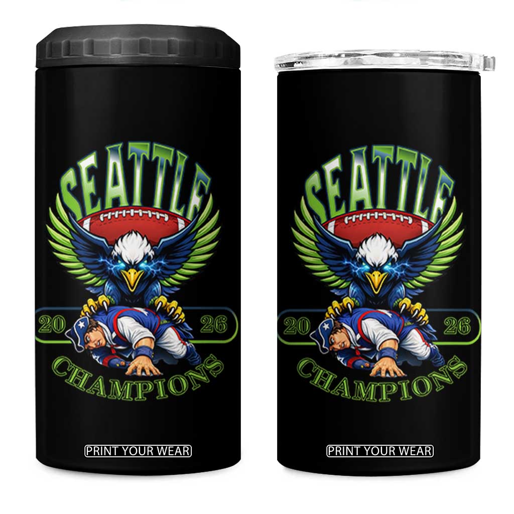 Funny Champion Seattle Dominates New England 4 in 1 Can Cooler Tumbler 12s Fan Pride TS12 One Size: 16 oz Black Print Your Wear