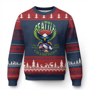 Funny Champion Seattle Dominates New England Ugly Christmas Sweater 12s Fan Pride TS12 Navy Red Print Your Wear